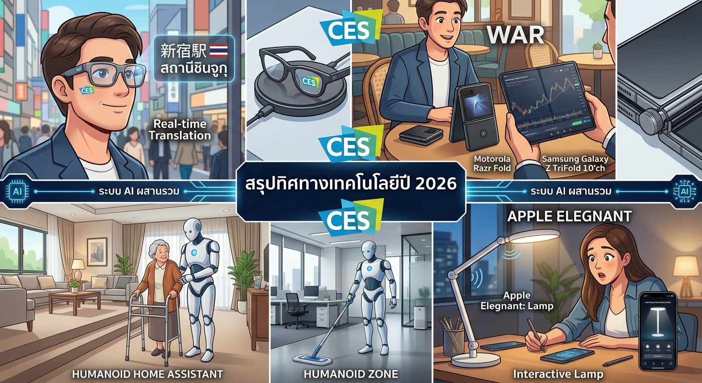 เทคโนโลยี 2026 มาถึงจุดที่ AI "จับต้องได้จริง" แว่นอัจฉริยะ หุ่นยนต์ฮิวแมนนอยด์ และมือถือพับได้ครองเวที CES